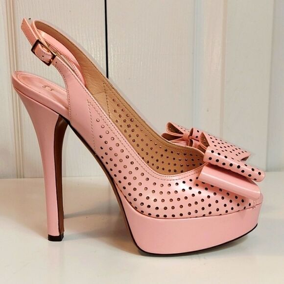 Palter Deliso Pink Platform Slingback Heels Sz 37 - Picture 1 of 12